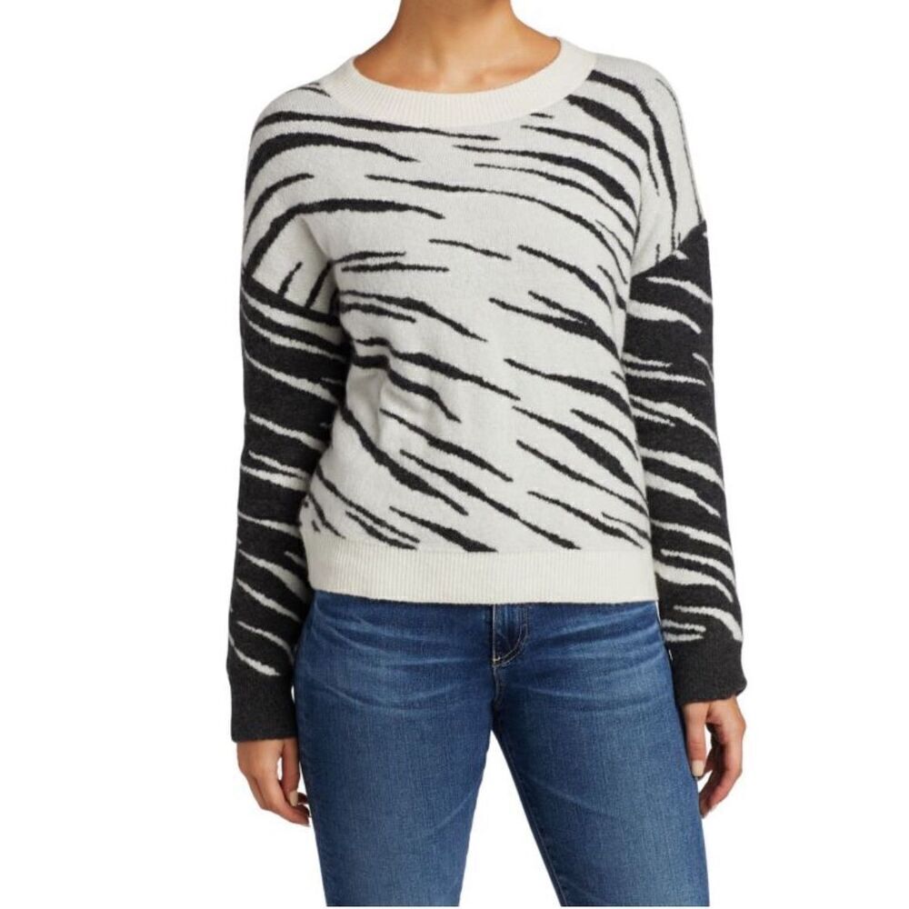 Rails Lana Mixed Abstract Tiger Wool Cashmere Blend Sweater Size S